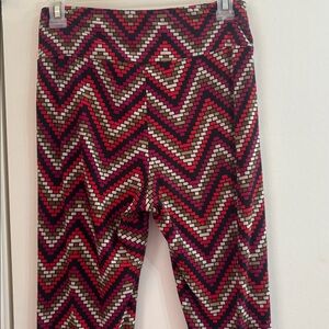 Chevron Pattern Flared Pants in Red, Burgundy, Brown & Black
